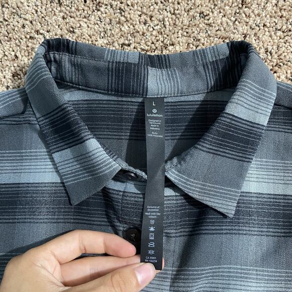 Lululemon Shirt Mens Large Plaid Button Up Long Sleeve Polyester Casual - Picture 5 of 8